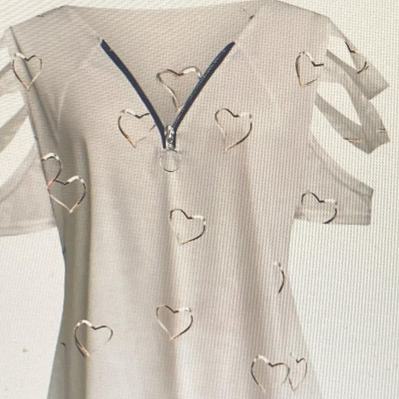 Short Sleeve soft zipper V neck top NEW! - Picture 1 of 3